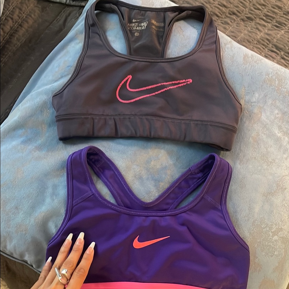 Nike Women's Sports Bra Set - Black and Purple